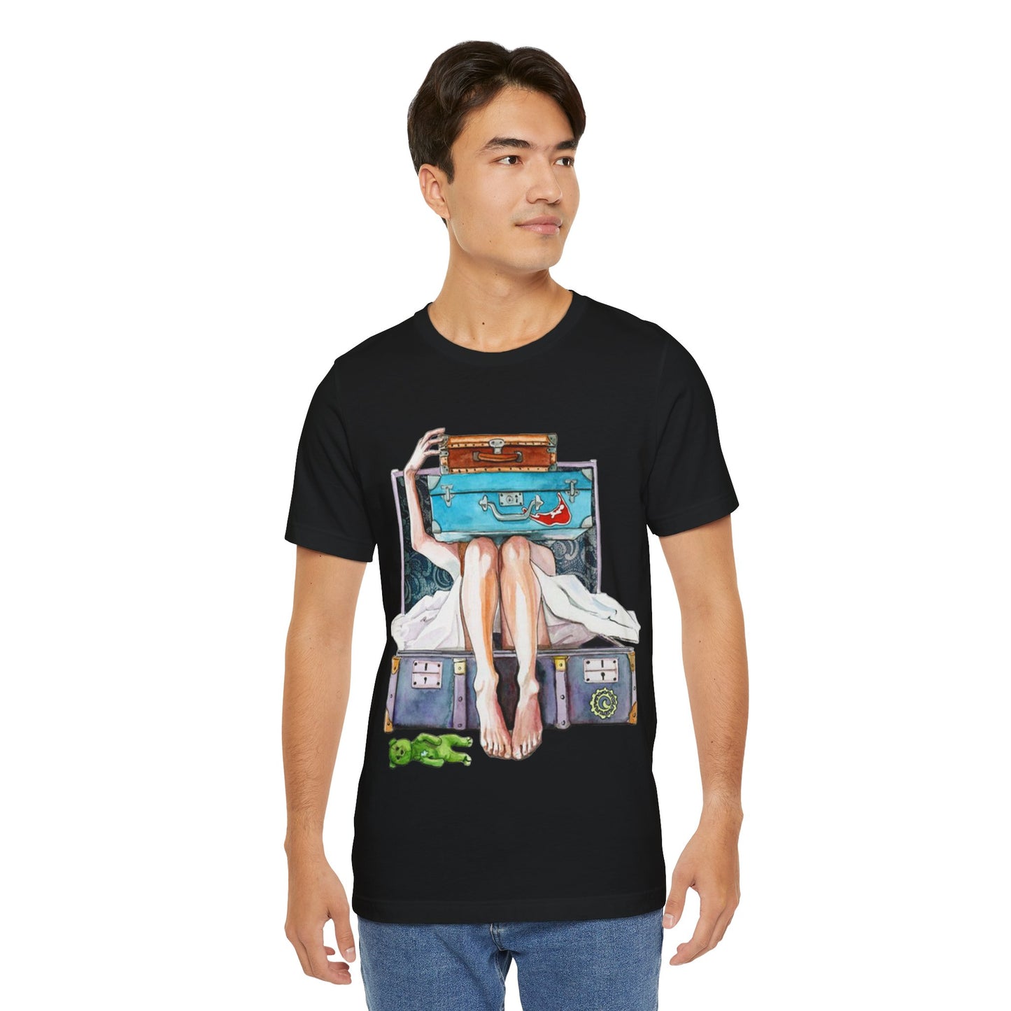 Seyahat ve Keşif Temalı Bavul İllüstrasyonlu Oversize Tişört YSS-TS-0004